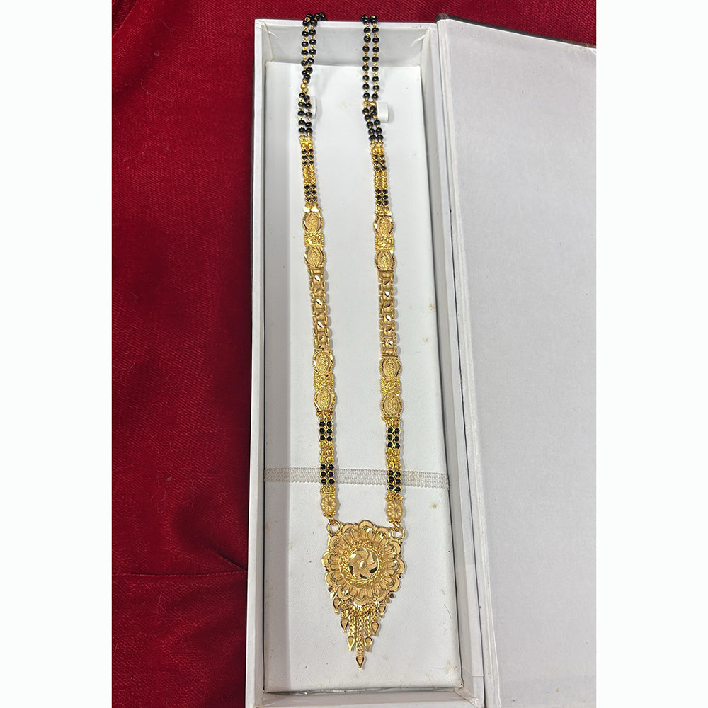 Pari Art Jewellery Delicate Traditional Forming With Black Beads Mangalsutra