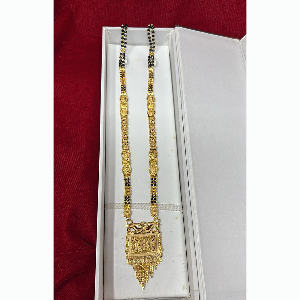 Pari Art Jewellery Delicate Traditional Forming With Black Beads Mangalsutra