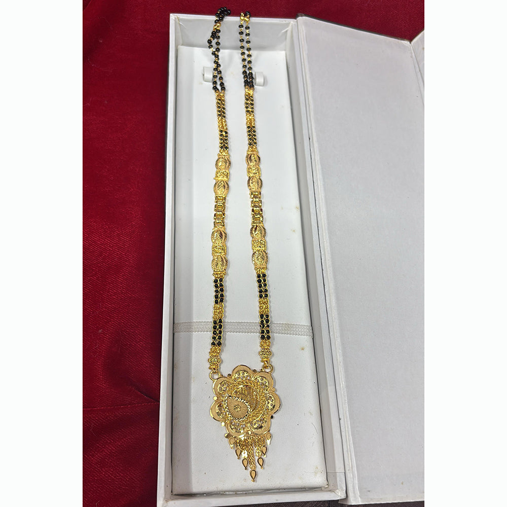 Pari Art Jewellery Delicate Traditional Forming With Black Beads Mangalsutra