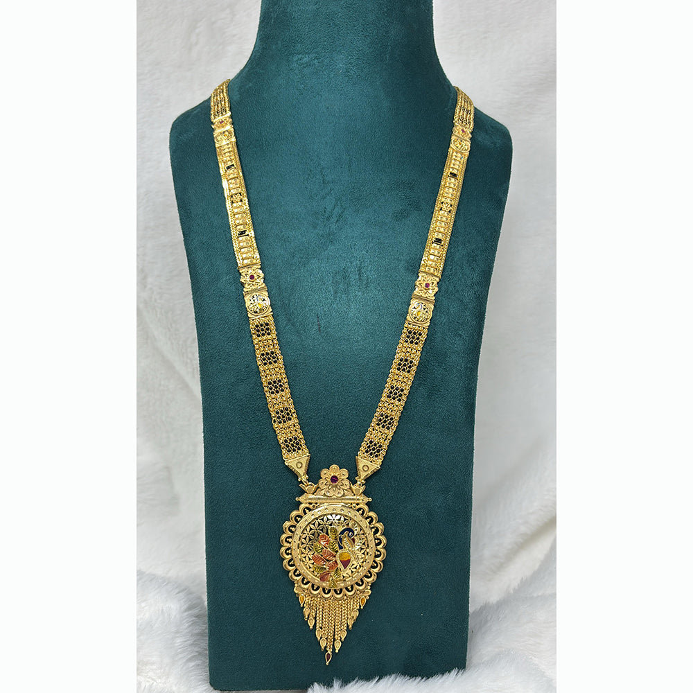 Pari Art Jewellery Delicate Traditional Forming With Black Beads Mangalsutra