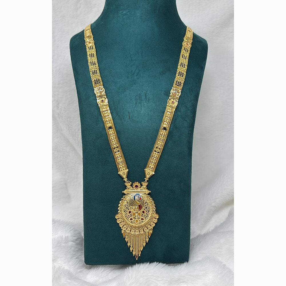Pari Art Jewellery Delicate Traditional Forming With Black Beads Mangalsutra