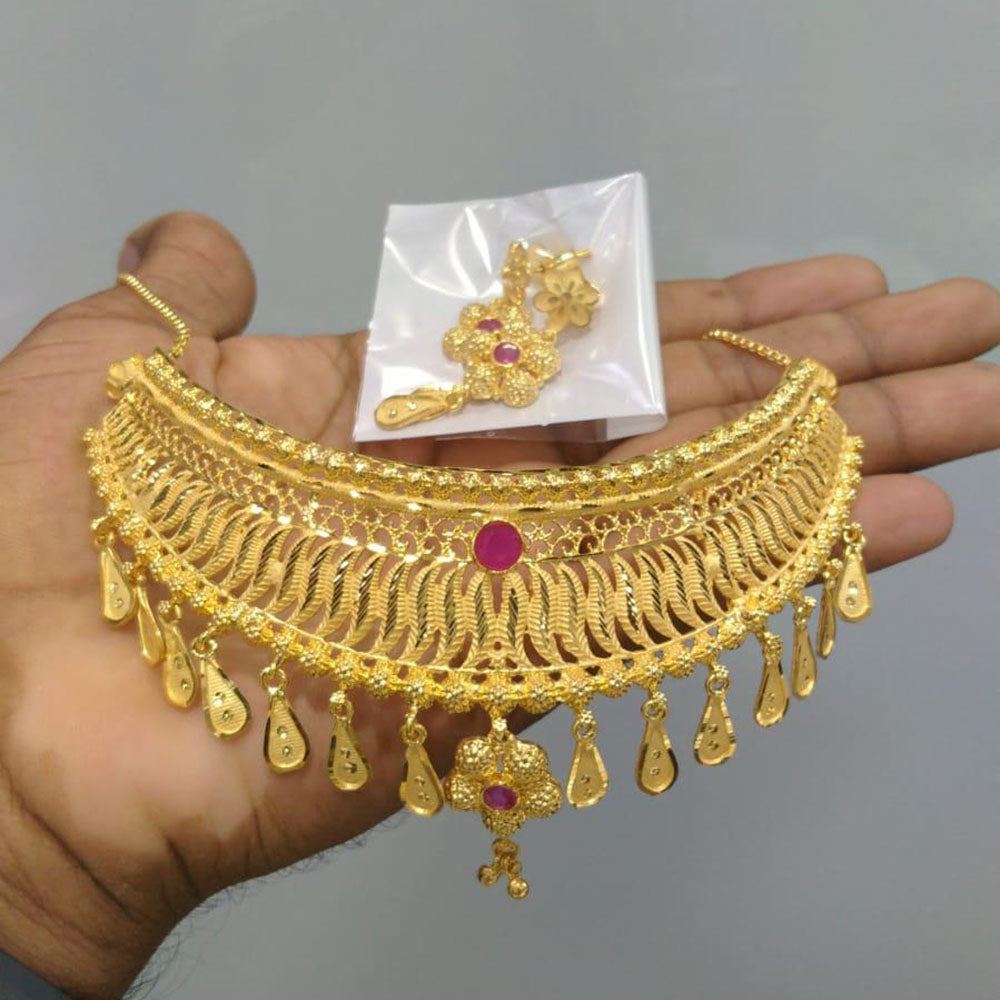 Pari Art Jewellery Designer Bridal Forming Gold Choker Necklace Set