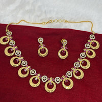 Pari Art Jewellery Crystal Stone Gold Plated Designer Necklace Set
