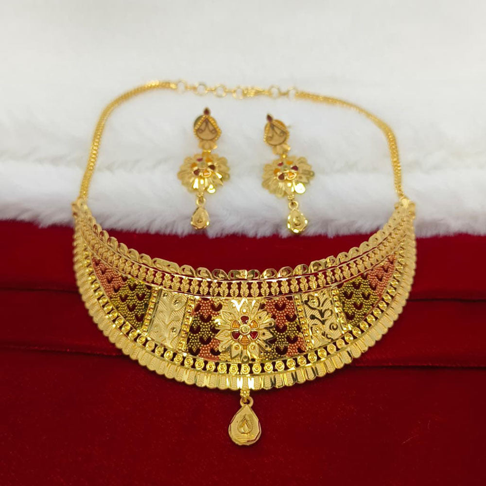 Pari Art Jewellery Designer Bridal Forming Gold Choker Necklace Set