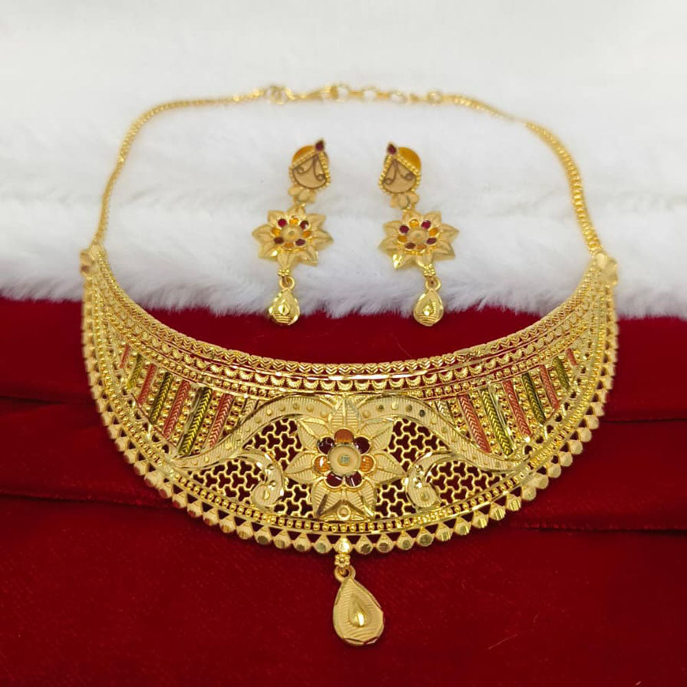 Pari Art Jewellery Designer Bridal Forming Gold Choker Necklace Set