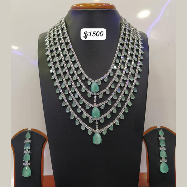 Jain Jewellers Silver Plated AD Stone Necklace Set