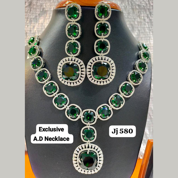 Jain Jewellers Silver Plated AD Stone Necklace Set