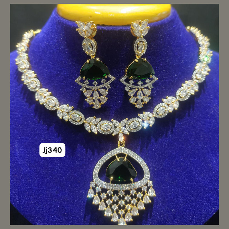 Jain Jewellers Gold Plated AD Stone Necklace Set