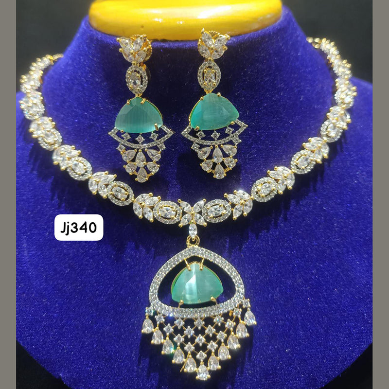 Jain Jewellers Gold Plated AD Stone Necklace Set