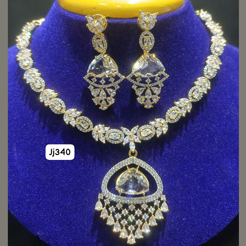 Jain Jewellers Gold Plated AD Stone Necklace Set