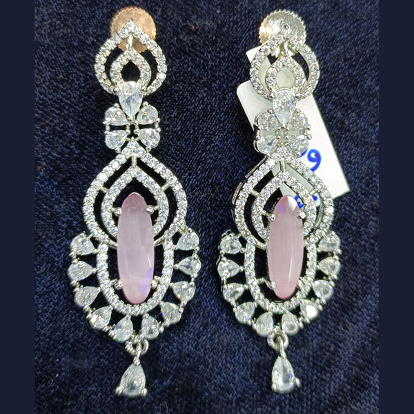 Jain Jewellers Silver Plated AD Dangler Earrings