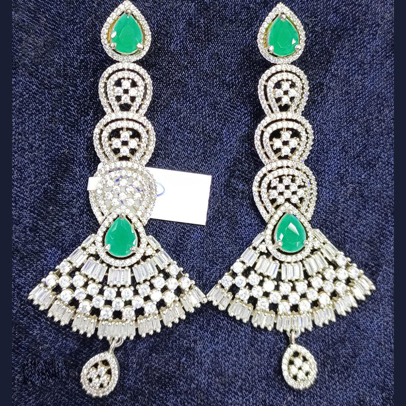 Jain Jewellers Silver Plated AD Dangler Earrings