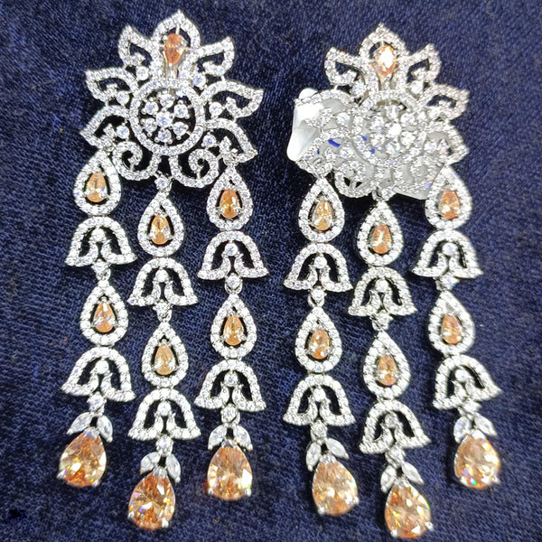 Jain Jewellers Silver Plated AD Dangler Earrings