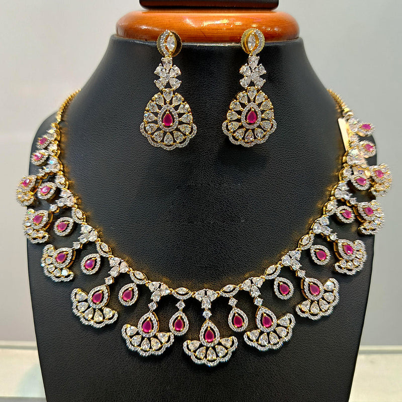 Jain Jewellers  Gold Plated  AD Necklace Set