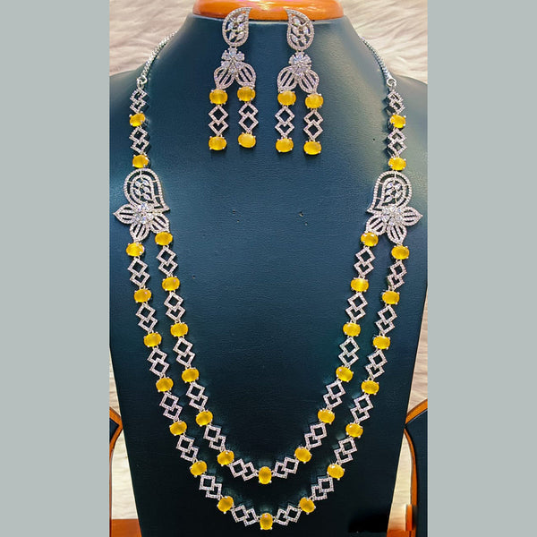 Jain Jewellers Silver Plated  AD Long  Necklace Set