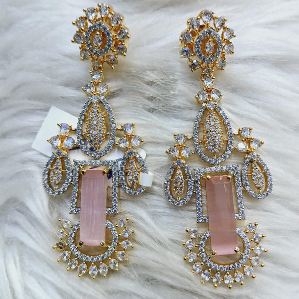 Jain Jewellers Gold Plated AD Dangler Earrings