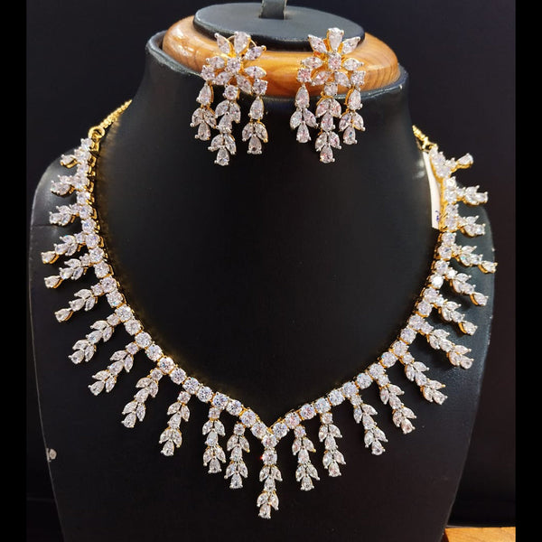 Jain Jewellers Gold Plated AD Necklace Set