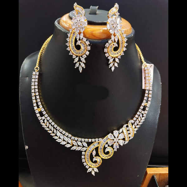 Jain Jewellers Gold Plated AD Necklace Set