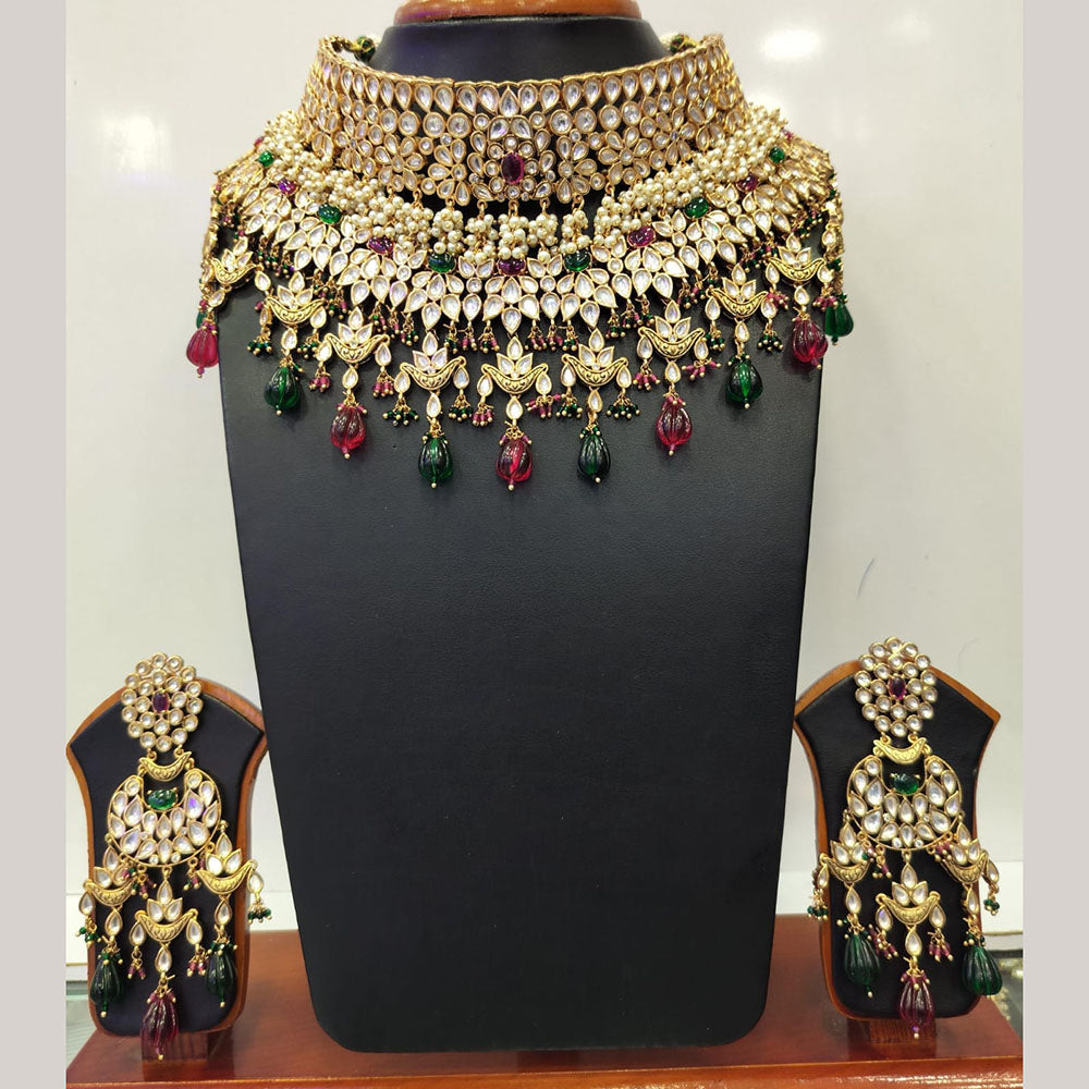 Jain Jewellers Gold Plated Kundan Necklace Set