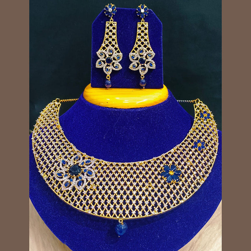 Jain Jewellers Gold Plated AD Stone Choker Necklace Set