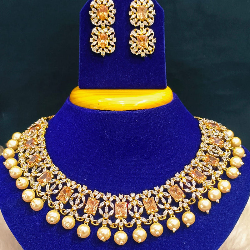 Jain Jewellers Gold Plated AD Stone Choker Necklace Set