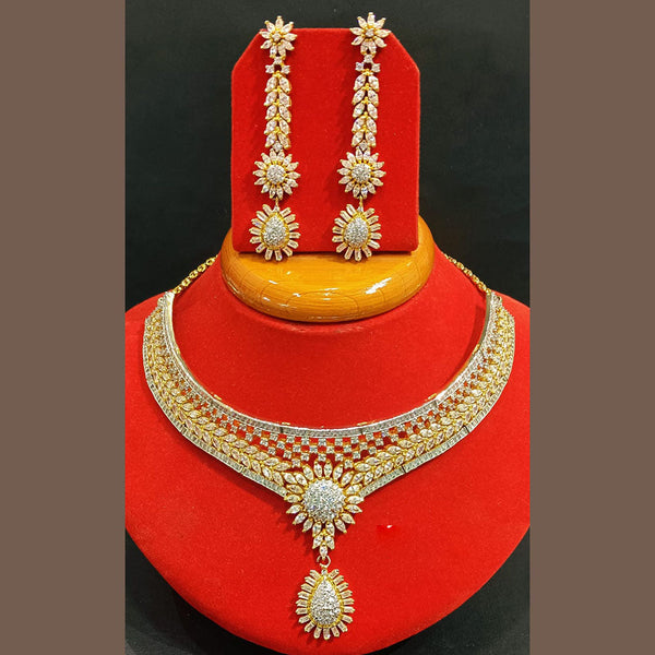 Jain Jewellers Gold Plated AD Stone Choker Necklace Set