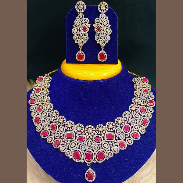 Jain Jewellers Gold Plated AD Stone Choker Necklace Set
