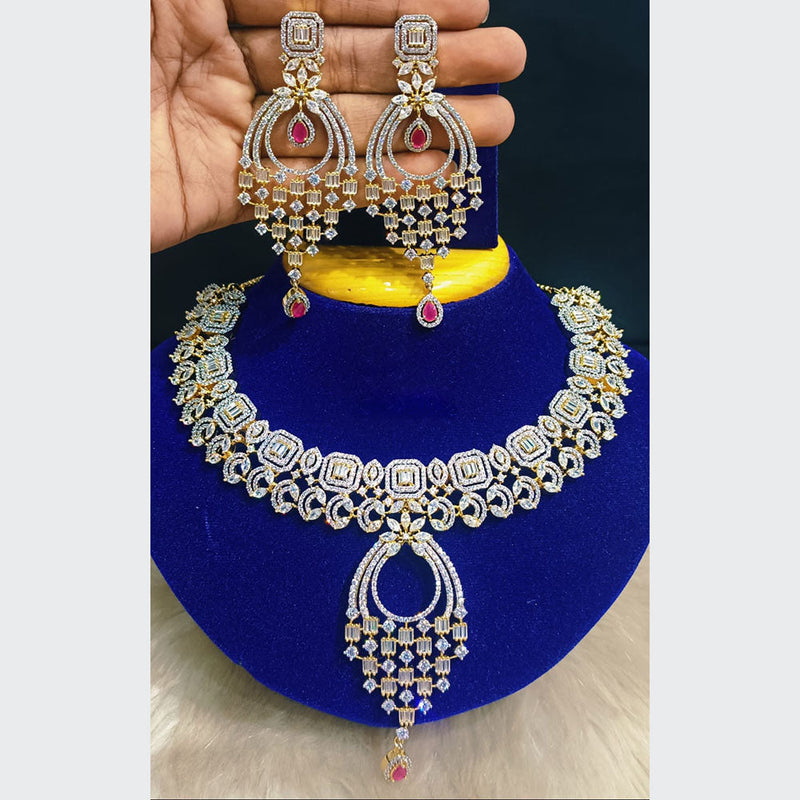 Jain Jewellers Gold Plated AD Stone  Necklace Set