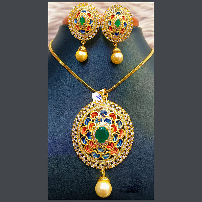 Jain Jewellers Gold Plated AD Stone Necklace Set