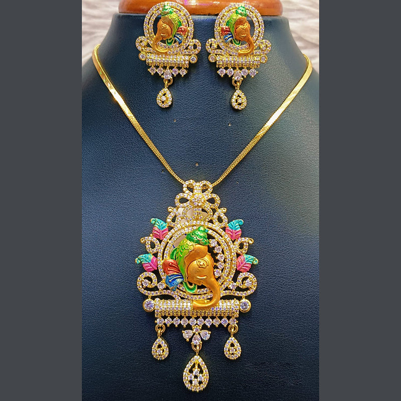 Jain Jewellers Gold Plated AD Stone Necklace Set