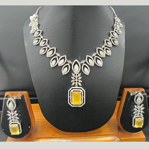 Jain Jewellers Silver Plated AD Necklace Set