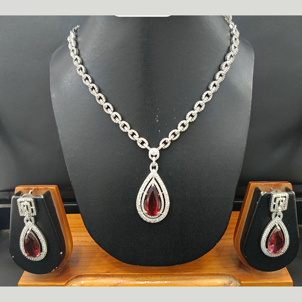 Jain Jewellers Silver Plated AD Necklace Set
