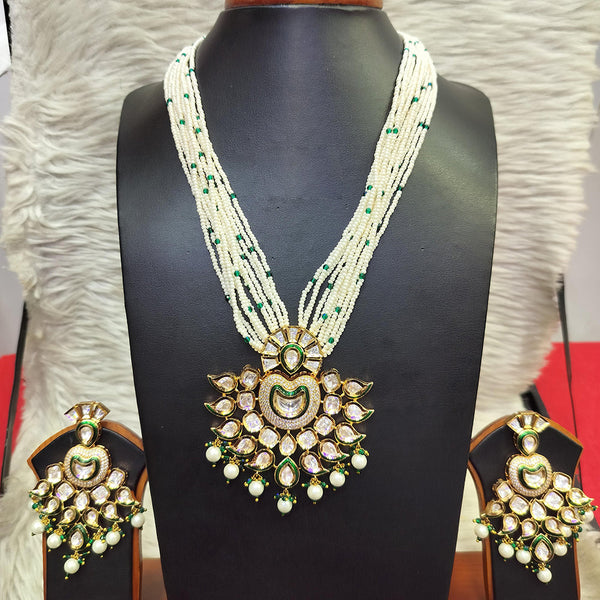 Jain Jewellers Gold Plated  Kundan And Pearl Long Necklace Set