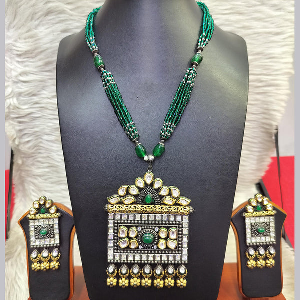 Jain Jewellers 2 Tone Kundan And Pearls Long Necklace Set