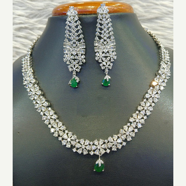 Jain Jewellers Silver Plated AD Necklace Set