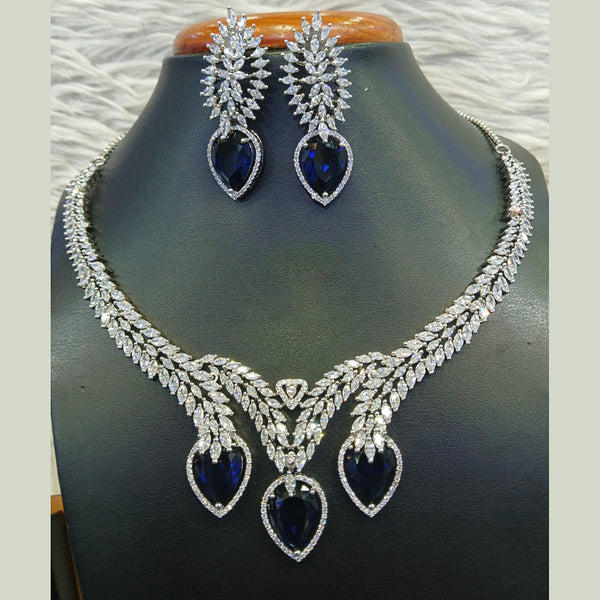 Jain Jewellers Silver Plated AD Necklace Set