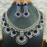 Jain Jewellers Silver Plated AD Necklace Set