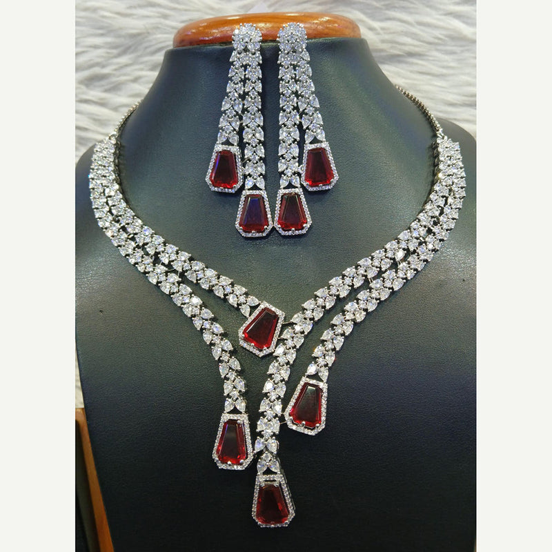 Jain Jewellers Silver Plated AD Necklace Set