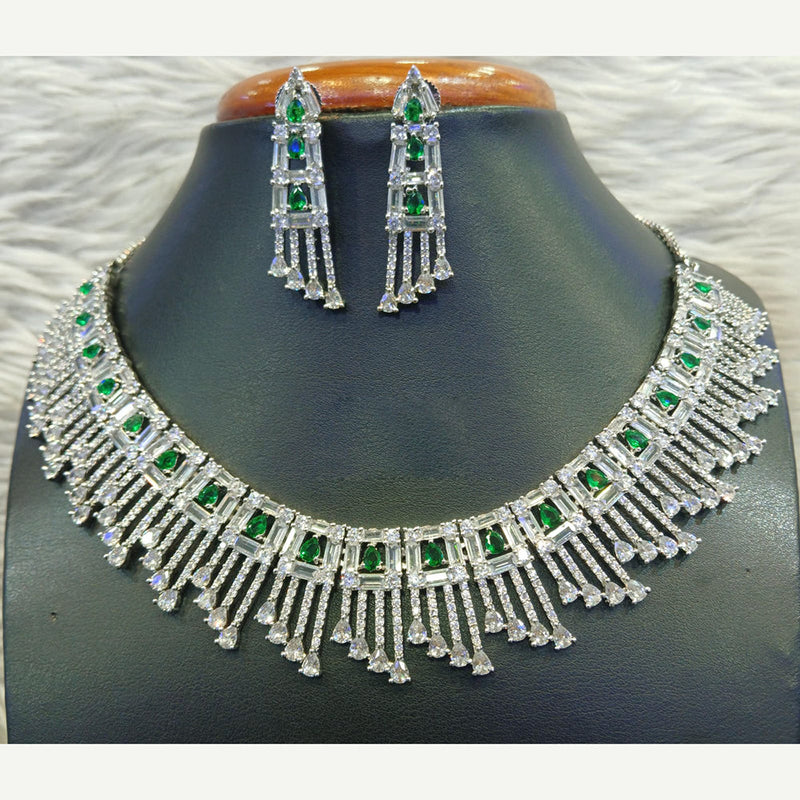 Jain Jewellers Silver Plated AD Stone Choker Necklace Set