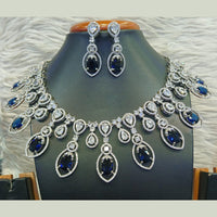 Jain Jewellers Silver Plated AD Stone Choker Necklace Set