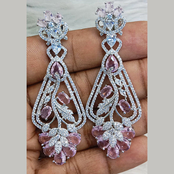 Jain Jewellers Silver Plated AD Dangler Earrings