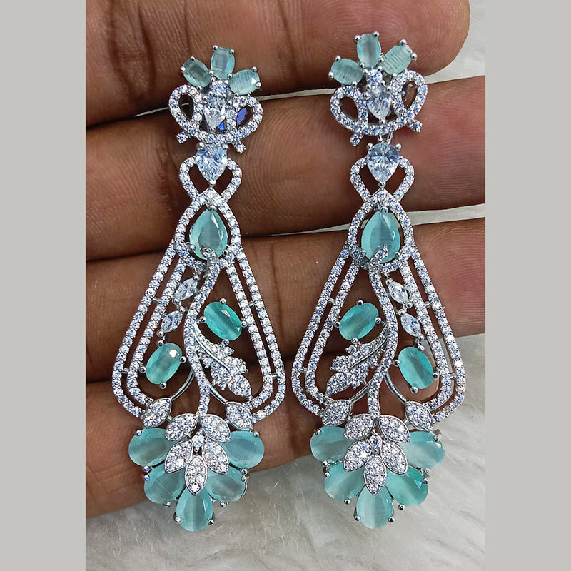 Jain Jewellers Silver Plated AD Dangler Earrings