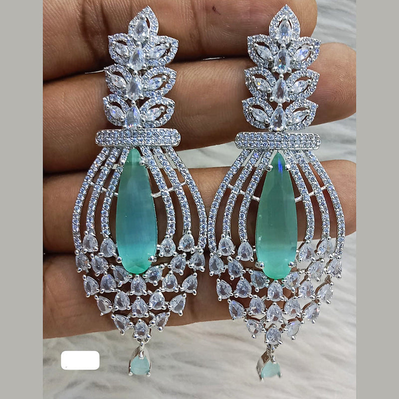 Jain Jewellers Silver Plated AD Dangler Earrings