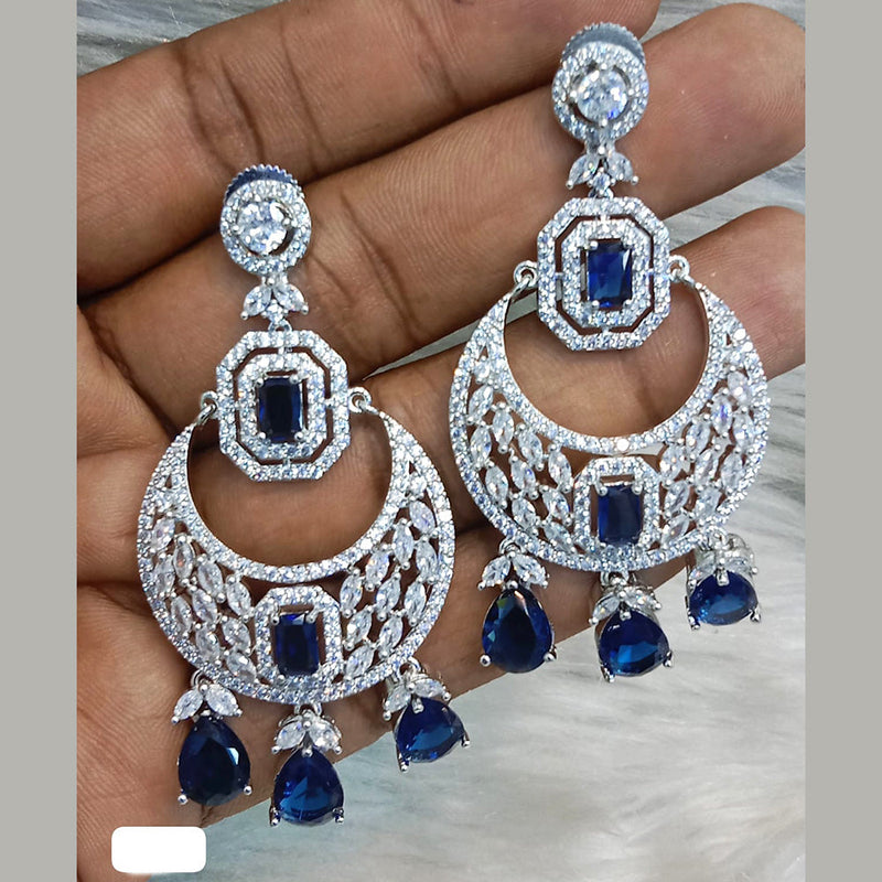 Jain Jewellers Silver Plated AD Dangler Earrings