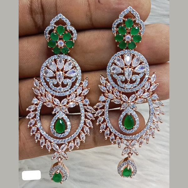 Jain Jewellers Rose Gold Plated AD Dangler Earrings