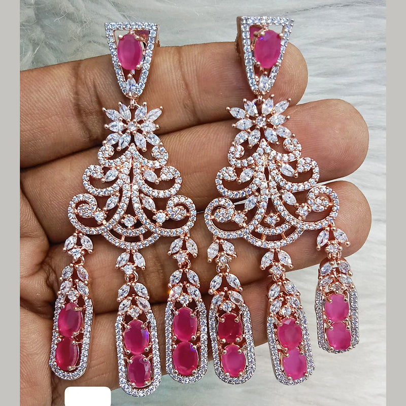 Jain Jewellers Rose Gold Plated AD Dangler Earrings