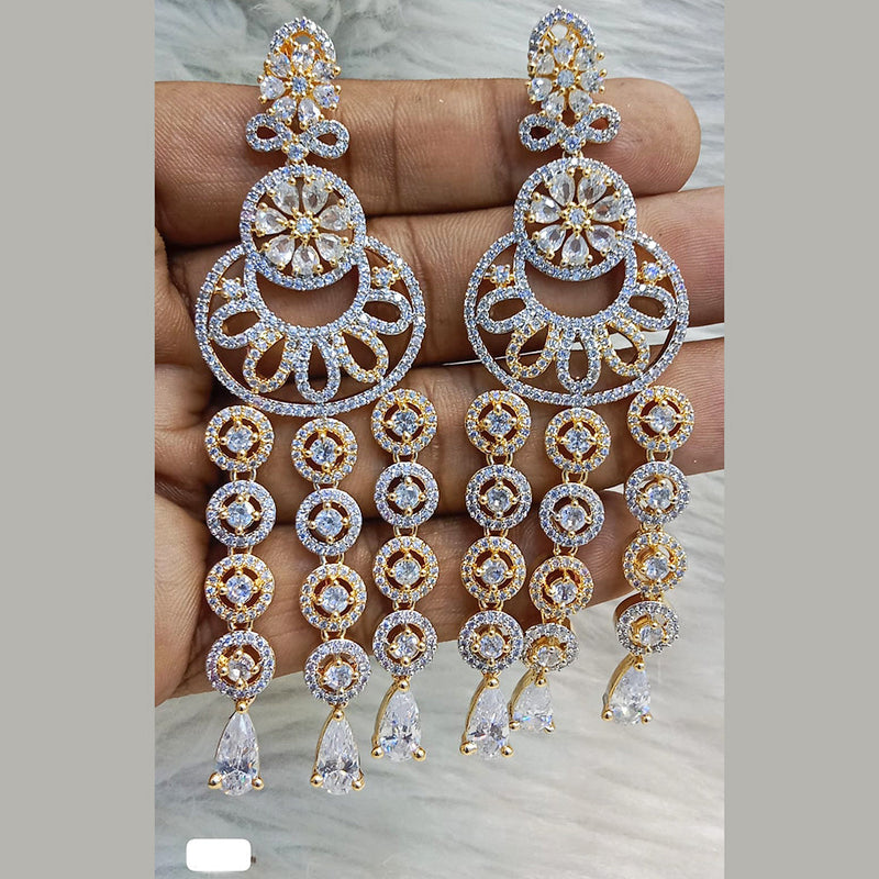 Jain Jewellers Gold Plated AD Dangler Earrings