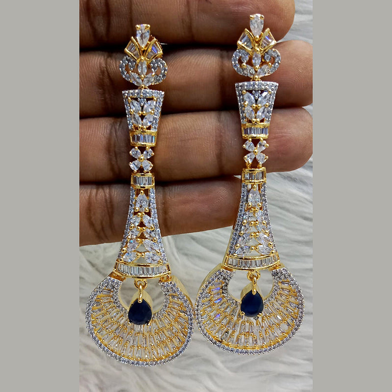 Jain Jewellers Gold Plated AD Dangler Earrings