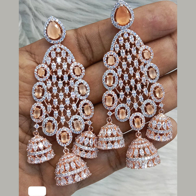 Jain Jewellers Rose Gold Plated AD Dangler Earrings