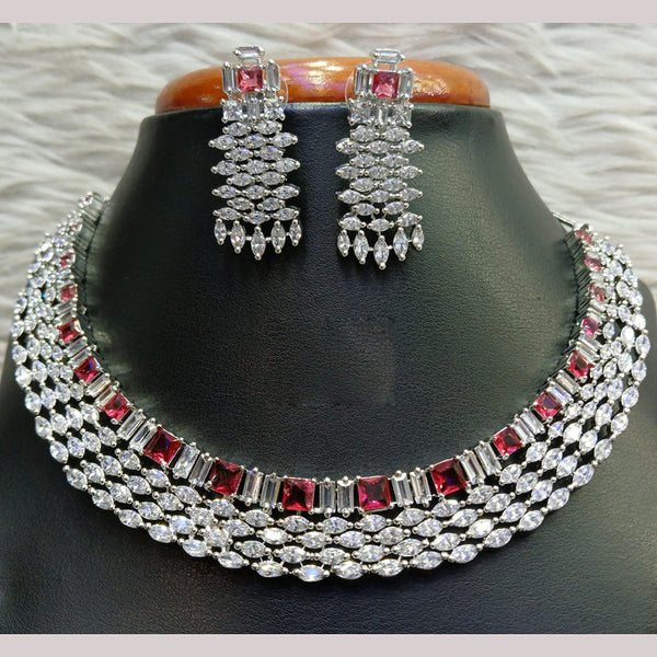 Jain Jewellers Silver Plated AD Necklace Set